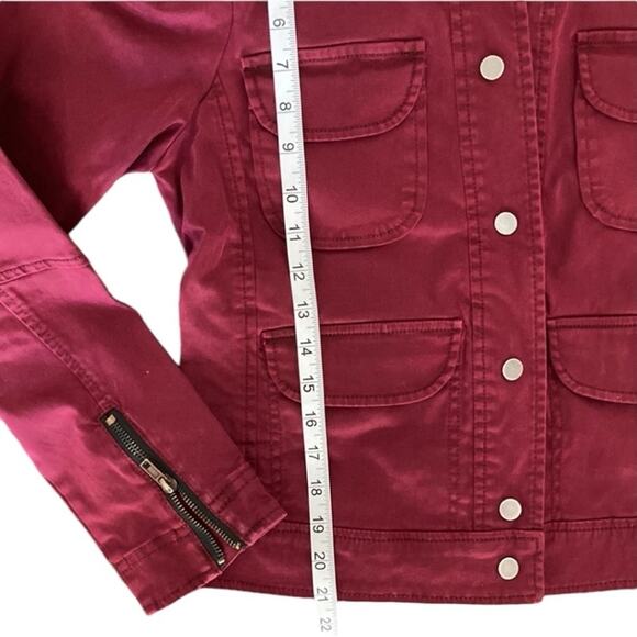 Sanctuary Military Moto Field Jacket garment dyed Burgundy size medium - Picture 4 of 6